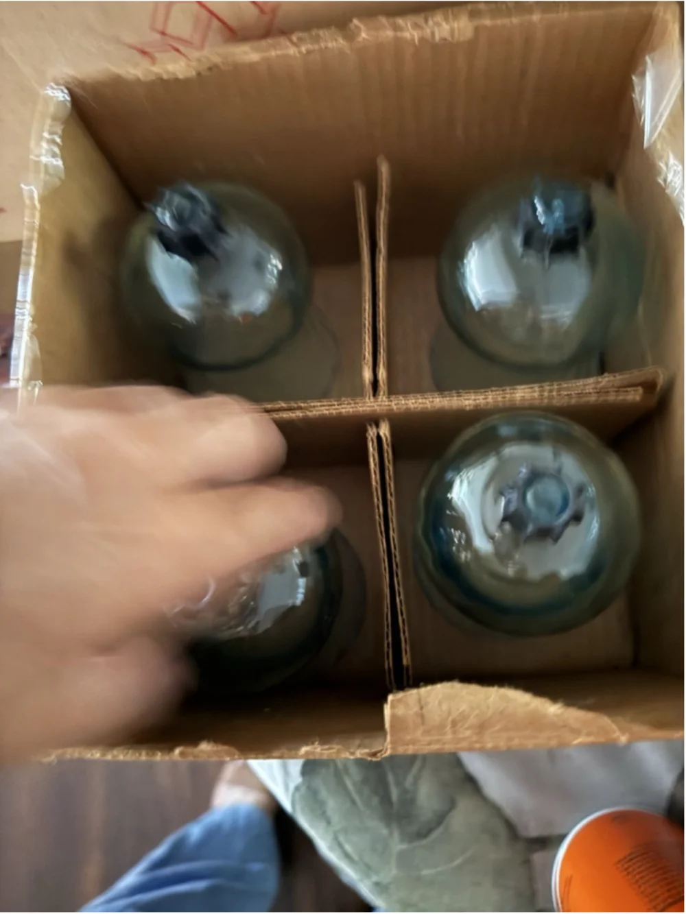 Lot of 4 VTG Blue Glass Votive Cups Light Sconce Holder